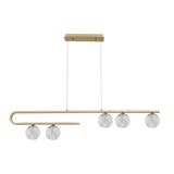 Clear Structured Glass  & Brass Gold Steel  LED G9 5x5 Watt 230 Volt  IP20 Bulb Excluded   L: 113 W: 10 H: 180 cm Adjustable Height