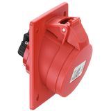 CEE flanged socket, 20°, IP44, 32A, 5-pole, 400V, 6h, red