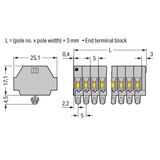 2-conductor terminal strip without push-buttons with snap-in mounting