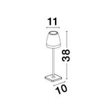 Sandy White Die-Casting Aluminium & Acrylic LED 2 Watt 207Lm 3000K IP54 Beam Angle 62O DC 5 Volt Switch On/Off USB Wire D: 11 W: 11 H: 38 cm