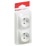 097368 Double socket outlet with earth Surface-mounted switchgear - vertical - White