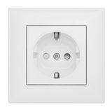 Socket outlet, safety shutter, complete, white, screw clamps