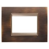 LUX PLATE - IN METAL - 3 MODULES - ANTIQUE BRASS - INNER FRAME MATT DARK BRONZE - CHORUSMART