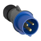 Industrial Plugs, 2P+E, 6 hour, Blue, IP44, 16A, 200 ... 250V, UL/CSA approved and CE compliant