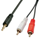 Premium Audio Cable 2x Phono-3,5mm, 1m 2xRCA/3,5mm m/m stereo /goldpl