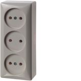 Socket outlet without earthing contact 3gang, surface-mounted, screw t