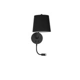 Black Aluminium   Black Fabric Shade   Switch On/Off   LED E27 1x12 Watt   LED 1x3 Watt 190Lm 230 Volt   3500K Bulb Excluded IP20  D: 20 W: 29 H: 59 cm Adjustable