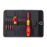 Screwdriver and bit set slimVario® screwdriver Slotted, Phillips, Pozidriv, 9-pcs. in bag