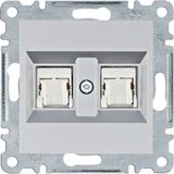 Prise double RJ45 - argent