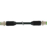 M12 male 0° / M12 male 0° A-cod. PUR 4x0.34 bk UL/CSA+drag ch. 15m