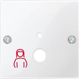 Central plate pneumatic button, polar white glossy, system M