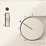 Central plate f. room temp. ctrl insert w. switch, white, glossy, System M