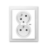 5583M-C02357 01 Double socket outlet with earthing pins, shuttered, with turned upper cavity, with surge protection