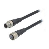 Cable with connectors on both cable ends, Smartclick M12 straight sock XS5W1008D