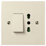 1P 10AX 2-way switch+P17/11outlet ivory