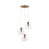 Clear Glass  White Cord  Brass Gold Metal   LED E27 3x12 Watt 230 Volt   IP20 Bulb Excluded  D: 30 H: 178 cm Adjustable Height