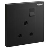 Galion - 1 gang British Standard switched single pole socket outlet - 15A - Matt Black