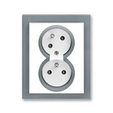5513M-C02357 44 Double socket outlet with earthing pins, shuttered, with turned upper cavity