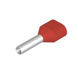 Wire-end ferrule, Twin wire-end ferrule, 11 mm, 8 mm, red