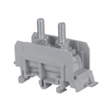 STUD TERMINAL BLOCK, FEED THROUGH, BEIGE, DIN RAIL MOUNT, 26X66X44MM