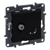 TV F-type star + RJ45 socket Niloé Step category 6 UTP black