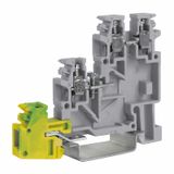 Screw terminal block 2.5mm2, 2-levels+earth, grey color