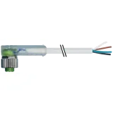 EOL - M12 female 90° A-cod. with cable LED PUR 4x0.34 gy UL/CSA 3m