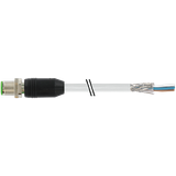 M12 male 0° A-cod. with cable PUR 4x0.34 shielded gy+drag-ch 0.3m