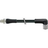 M12 Power male 0° / female 90° L-cod. PUR 5x1.5 bk UL/CSA+drag ch. 1m