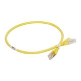 Patch cord and users RJ45 LCS³ category 6A S/FTP shielded in yellow PVC - 0.3m