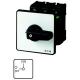 On-Off switch, P3, 100 A, rear mounting, 3 pole, with black thumb grip and front plate