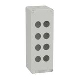 Harmony XAP, XB2 SL, Empty control station, zinc alloy, grey, M25, 8 cut-outs 22mm, 80 x 220 x 77