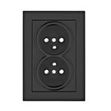 Pin compact socket outlet 2x2P+E, screw clamps, black