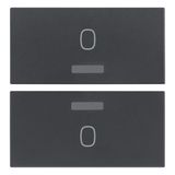 Two half-buttons 2M O symbol grey