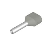 Wire-end ferrule, Twin wire-end ferrule, 11 mm, 8 mm, grey