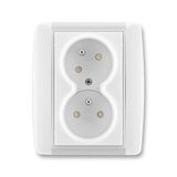 5513E-C02357 01 Double socket outlet with earthing pins, shuttered, with turned upper cavity ; 5513E-C02357 01