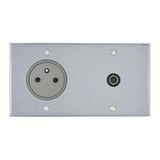 Art d'Arnould univers Mémoire 2P+E 16A 250V power socket and single television socket - brushed steel