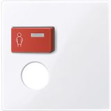 Central plate for call module with call button and plug contact, active white glossy, system M