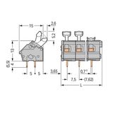 PCB terminal block push-button 2.5 mm² light gray