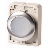 Illuminated pushbutton actuator, RMQ-Titan, flat, maintained, White, blank, Front ring stainless steel