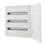 Complete surface-mounted flat distribution board, white, 24 SU per row, 3 rows, type A