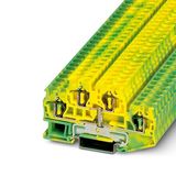 Protective conductor double-level terminal block