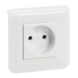 Mosaic self-terminal grounded power socket white with plate and screw fixing