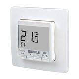 Concealed clock thermostat as room controller, AC 230V, 1 changeover contact, heating 5(2) A, cooling 1(1) A, white backlighting