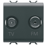 SOCKET-OUTLET TV-FM - DIRECT - 2 MODULES - SATIN BLACK - CHORUSMART