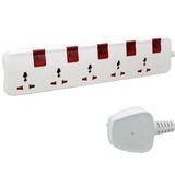 Multi-Outlet Extension Sockets MS 5X2P+E + 5 SWITCHES Illuminated Britich Standard PLUG + 3M CABLE LENGTH