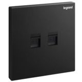 Galion 1 gang double RJ 45 category 6 UTP socket outlet - matt black