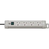 Premium-Line extension lead 4-way light grey 1,8m H05VV-F 3G1,25 with switch *GB*