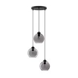 Smoky Glass  Black Cord  Black Metal Base   LED E27 3x12 Watt 230 Volt   IP20 Bulb Excluded  D: 30 H: 145 cm Adjustable height