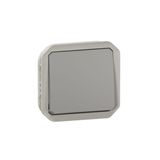 Plexo 10A waterproof switch or two-way switch to be fitted with a gray finish box or support plate